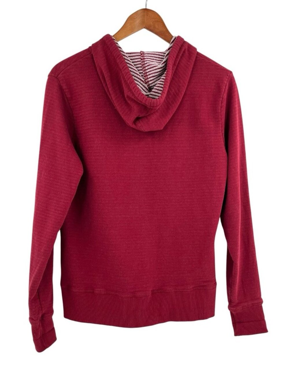 PACT Women's Red Horizontal Light Rib Full Zip Hooded Sweatshirt Medium - Picture 4 of 4